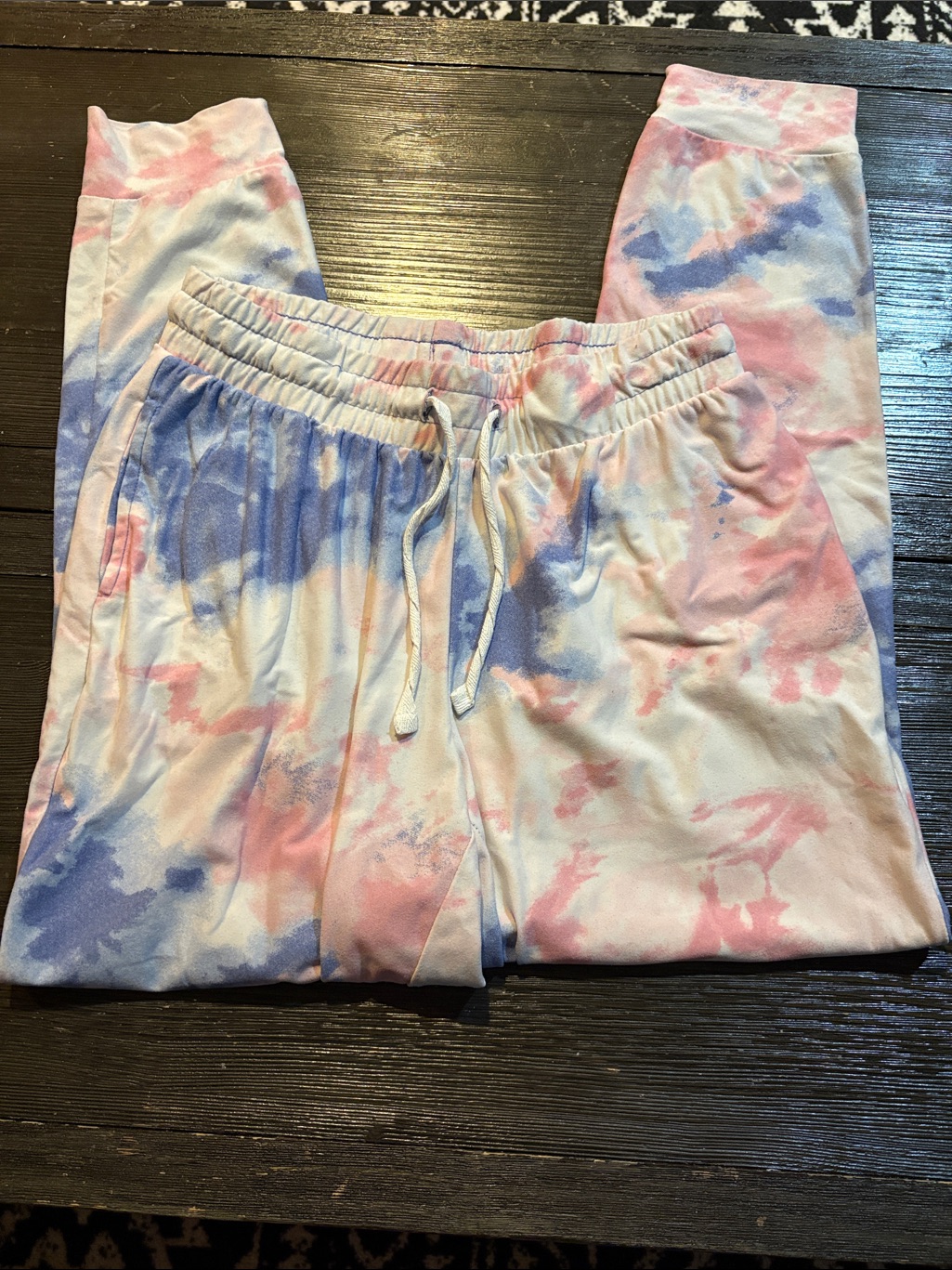 Derek Heart Pastel Pink And Lavender Tie-Dye Joggers